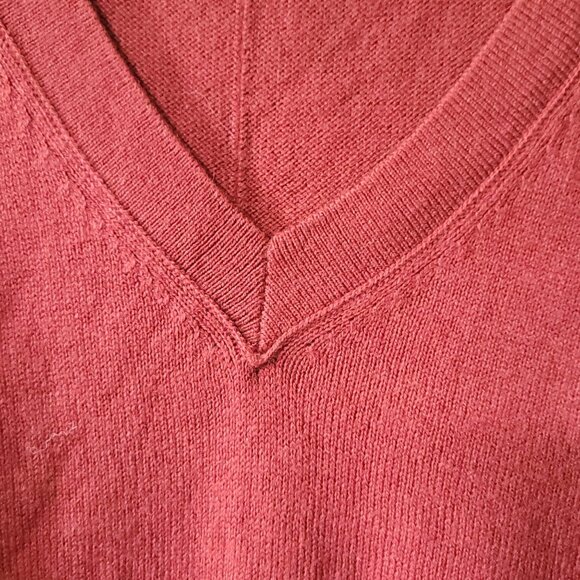 Lucky Brand Womens V-Neck Sweater S Red Cotton/Cashmere Oversized Cloud Soft - Picture 5 of 11